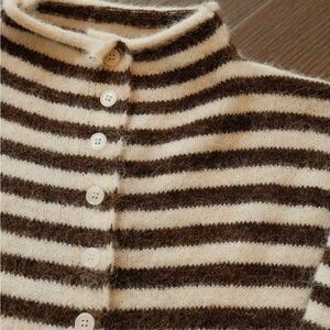 Vintage Striped Button-Up Women Sweater